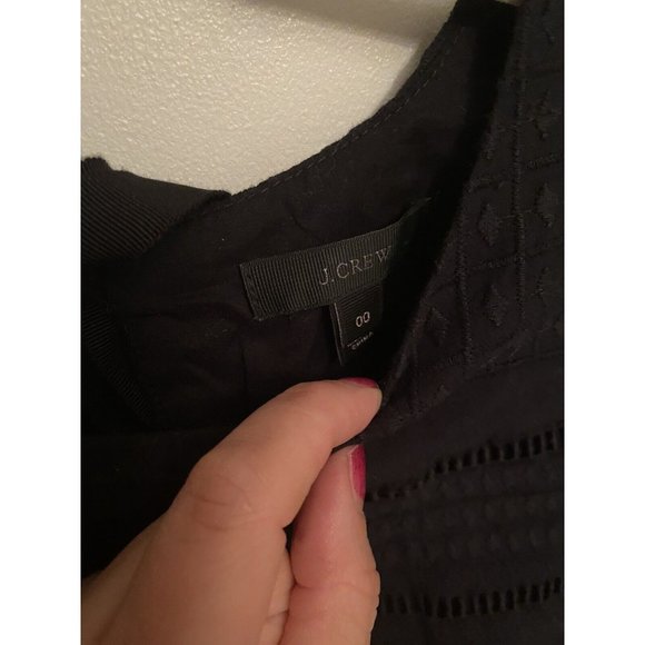 J.Crew Flutter Sleeve Eyelet Shift Dress Black Size 00 Retail $118 - Picture 4 of 4